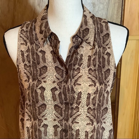 Equipment Femme Snake Print Sleeveless Button Front Silk Shirt Dress Sz-M - Picture 3 of 9